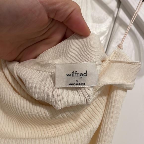 Aritzia Wilfred Cayenne Halter Dress Knit Midi in White Light Birch - Picture 3 of 3